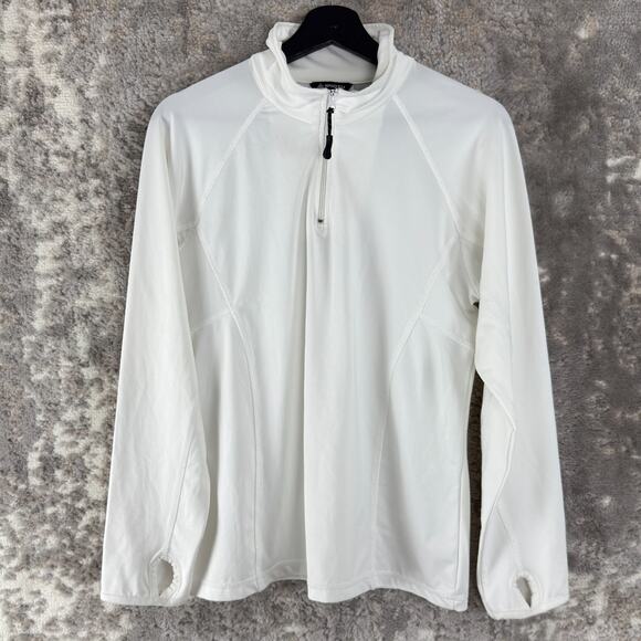 Snozu Size S Mock Neck 1/4 Zip Sweater White Long Sleeve Outdoor - Picture 1 of 7